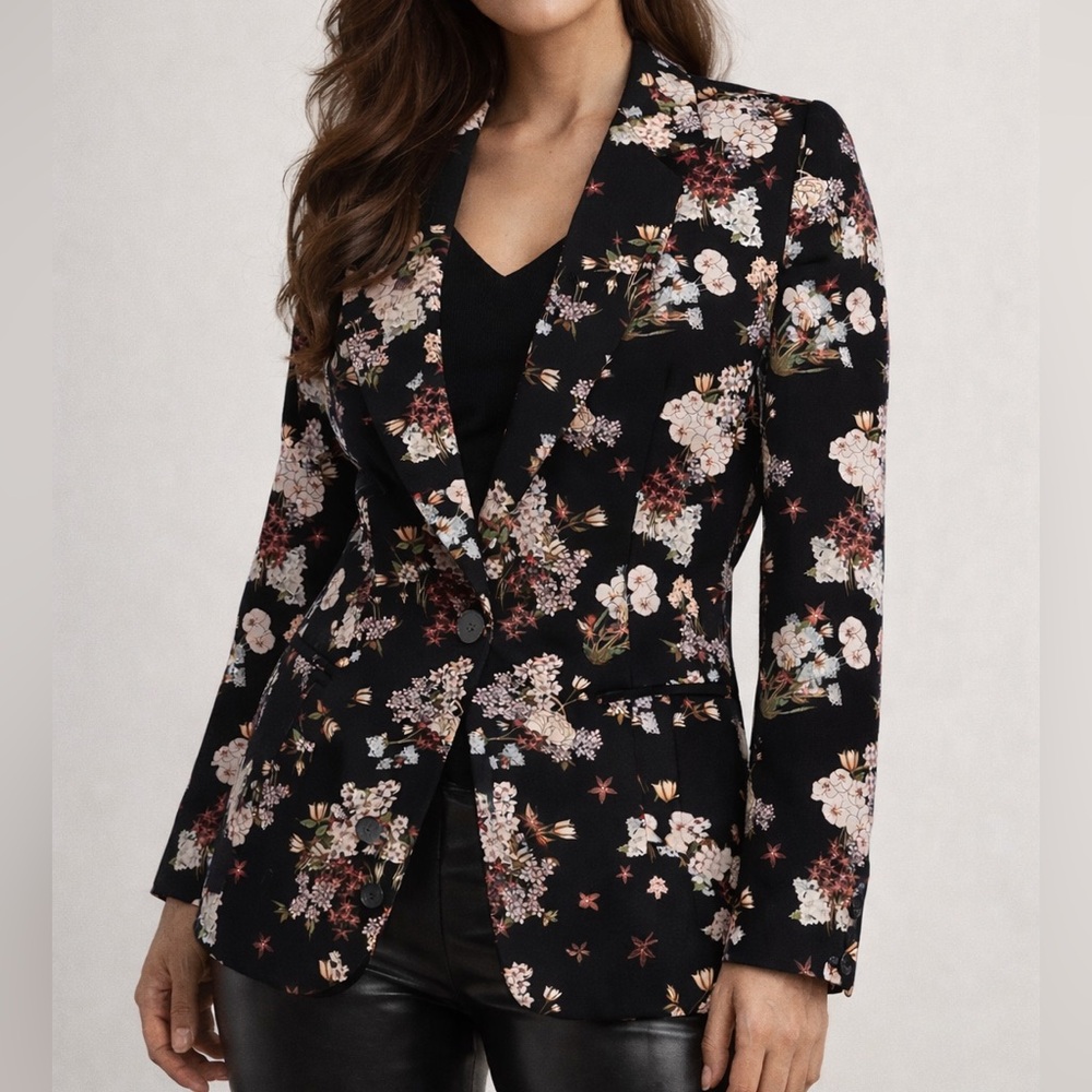 Cynthia Rowley Black Floral Blazer